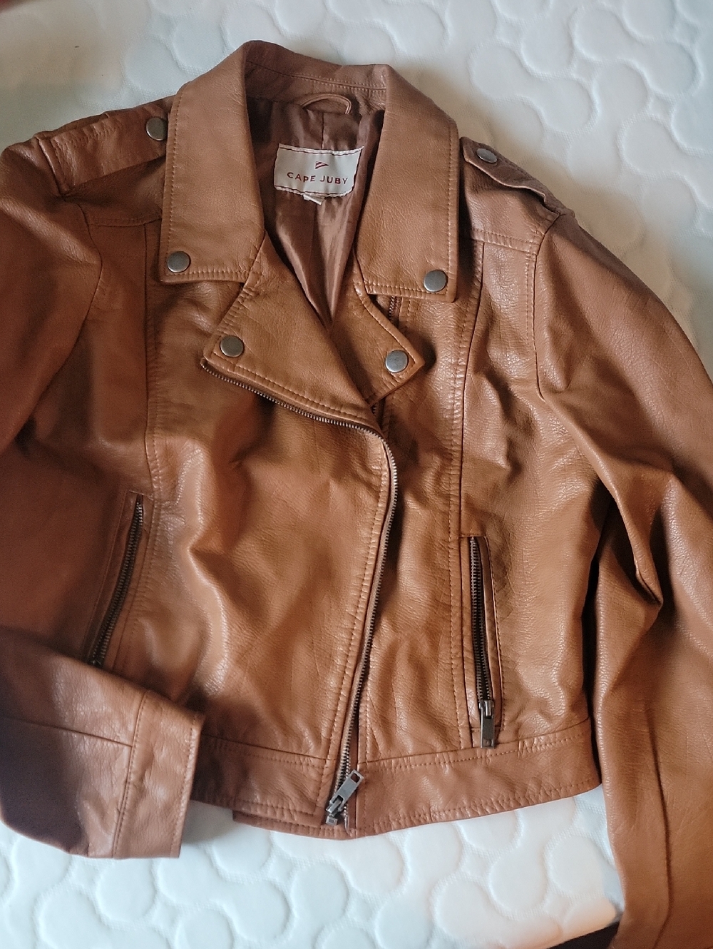 Cape Juby Women's Tan Leather Moto Jacket